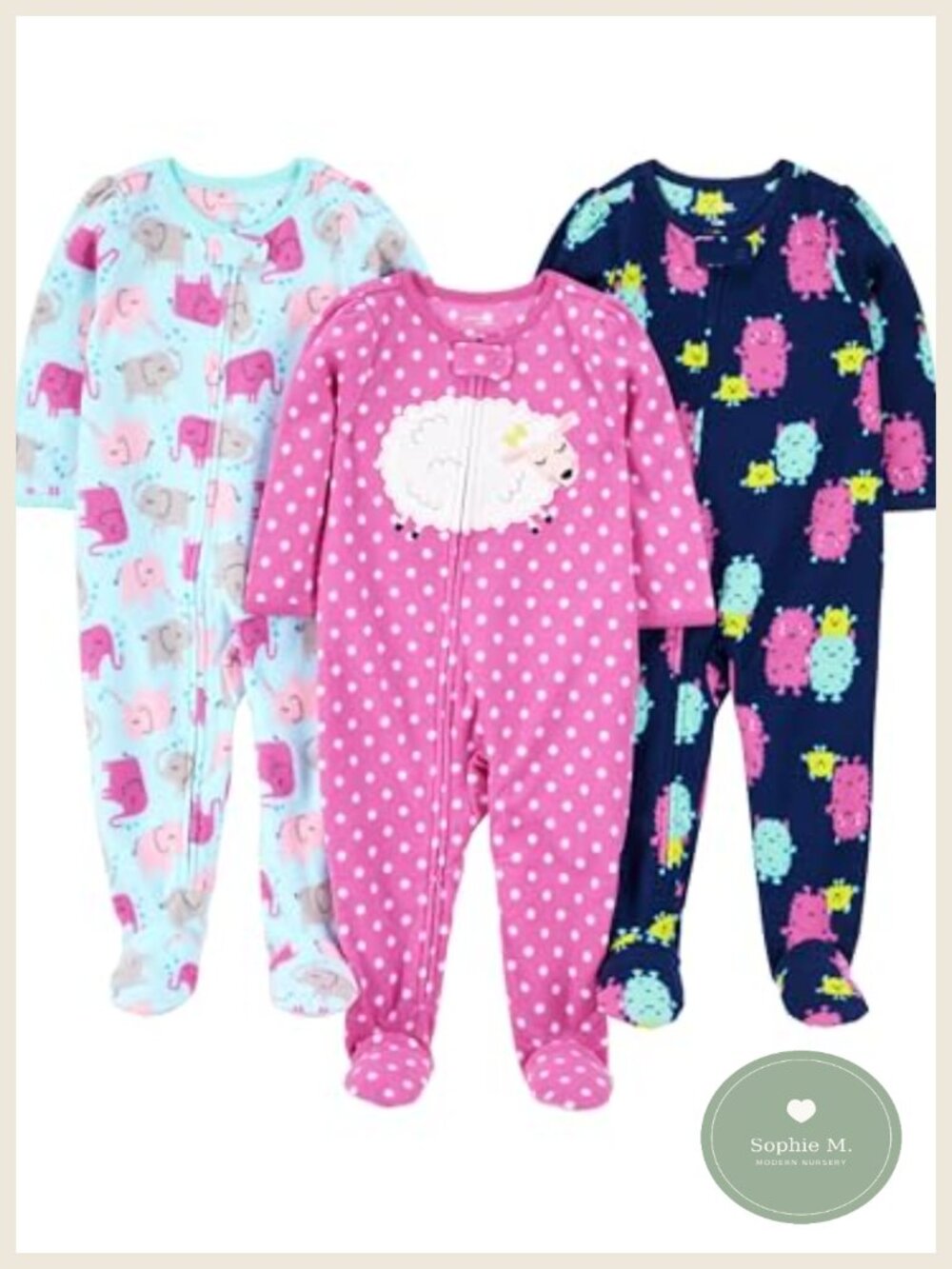 Toddler Girls 3-Pack Flame Resistant Fleece Footed Pajamas Loose Fit